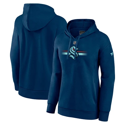 Women's Fanatics Deep Sea Blue Seattle Kraken Authentic Pro Secondary Pullover Hoodie