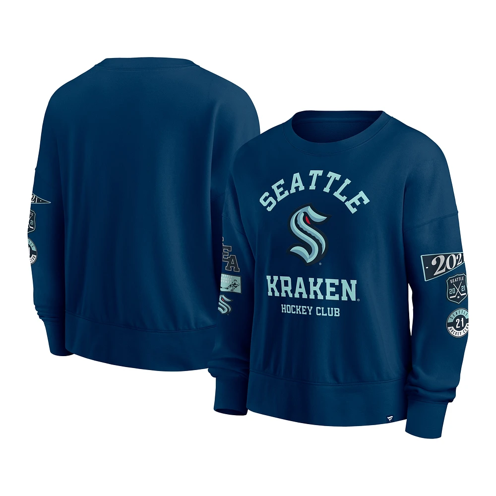 Women's Fanatics Deep Sea Blue Seattle Kraken Go Team Pullover Sweatshirt