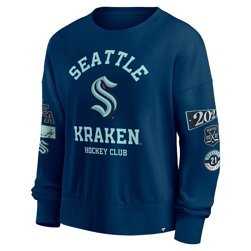 Women's Fanatics Deep Sea Blue Seattle Kraken Go Team Pullover Sweatshirt