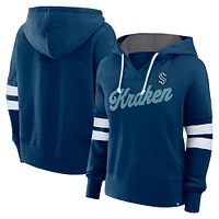 Women's Fanatics Deep Sea Blue Seattle Kraken Oversized Seize Pullover Hoodie