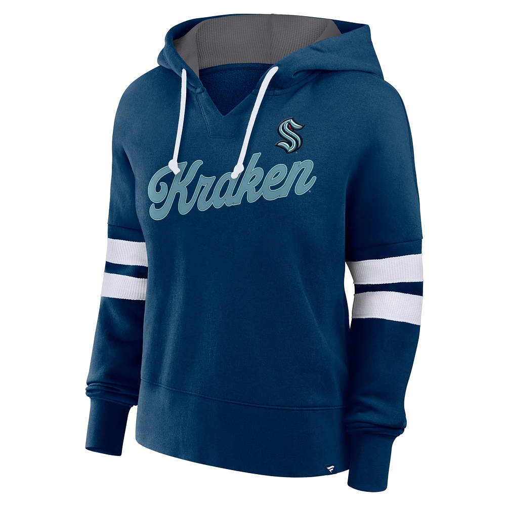 Women's Fanatics Deep Sea Blue Seattle Kraken Oversized Seize Pullover Hoodie