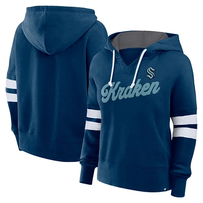 Women's Fanatics Deep Sea Blue Seattle Kraken Oversized Seize Pullover Hoodie