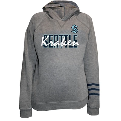 Women's Fanatics Heather Gray Seattle Kraken Plus Lightweight Fleece Raglan Pullover Hoodie