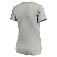 T-shirt à col en V avec logo principal grande taille Seattle Kraken de marque fanatiques pour femmes gris chiné