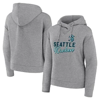 Sweat à capuche gris chiné Seattle Kraken Script Favorite de marque Fanatics pour femmes