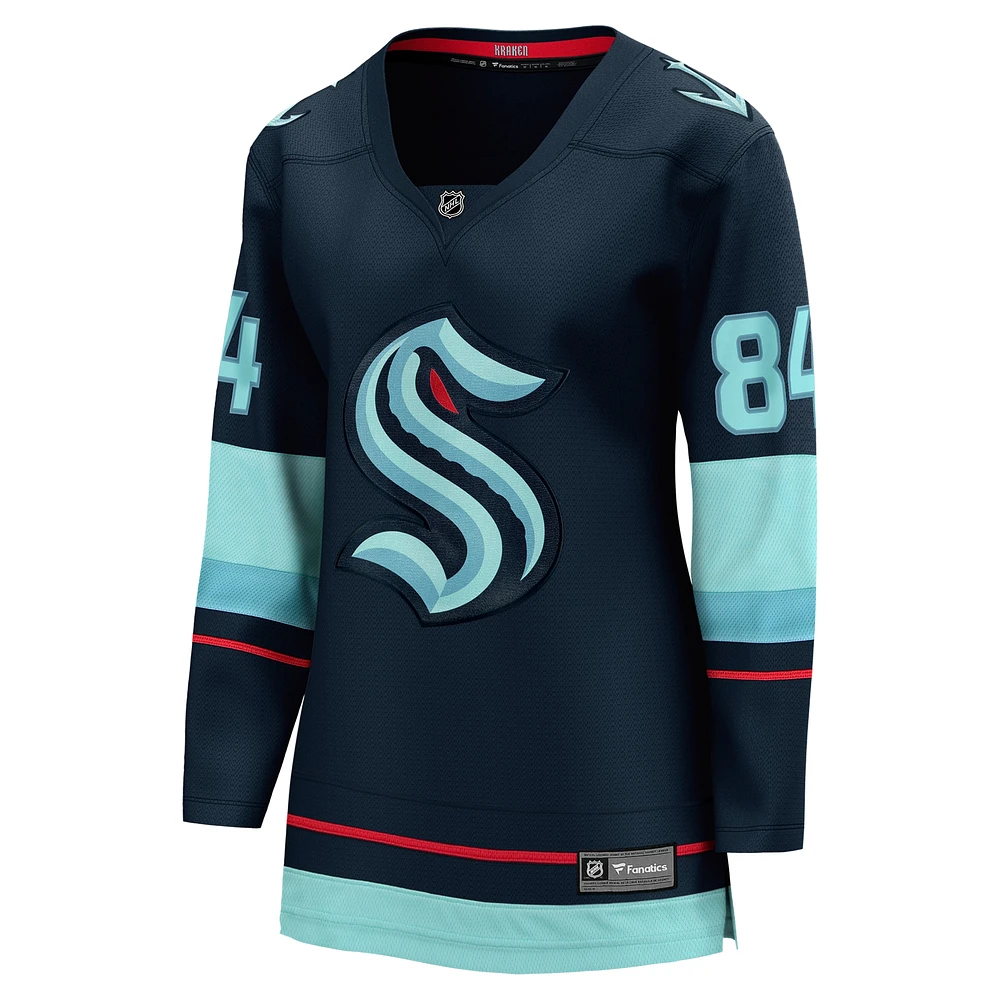 Maillot de joueur échappé à domicile Fanatics Kaapo Kakko Deep Sea bleu Seattle Kraken pour femmes