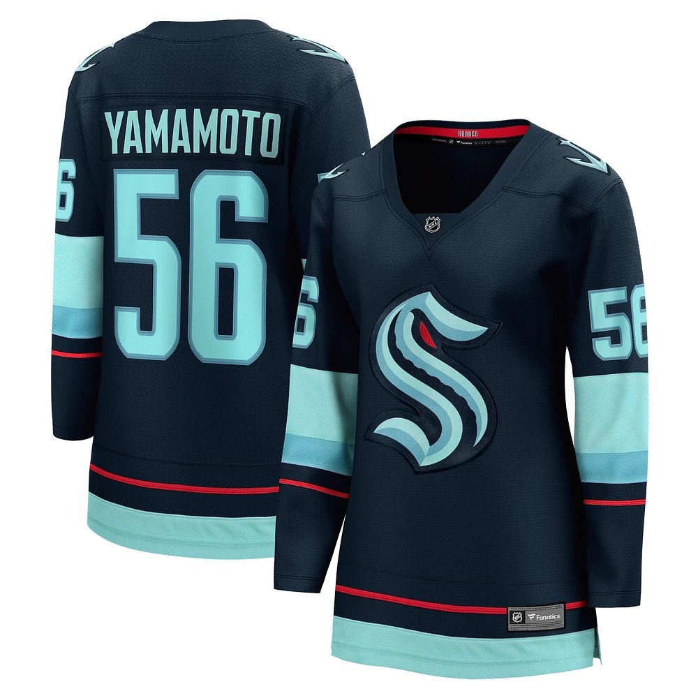 Maillot de joueur échappé Seattle Kraken Home Breakaway Fanatics Kailer Yamamoto pour femmes, bleu profond