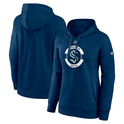 Sweat à capuche en polaire secondaire Authentic Pro Core Seattle Kraken bleu marine Fanatics pour femme