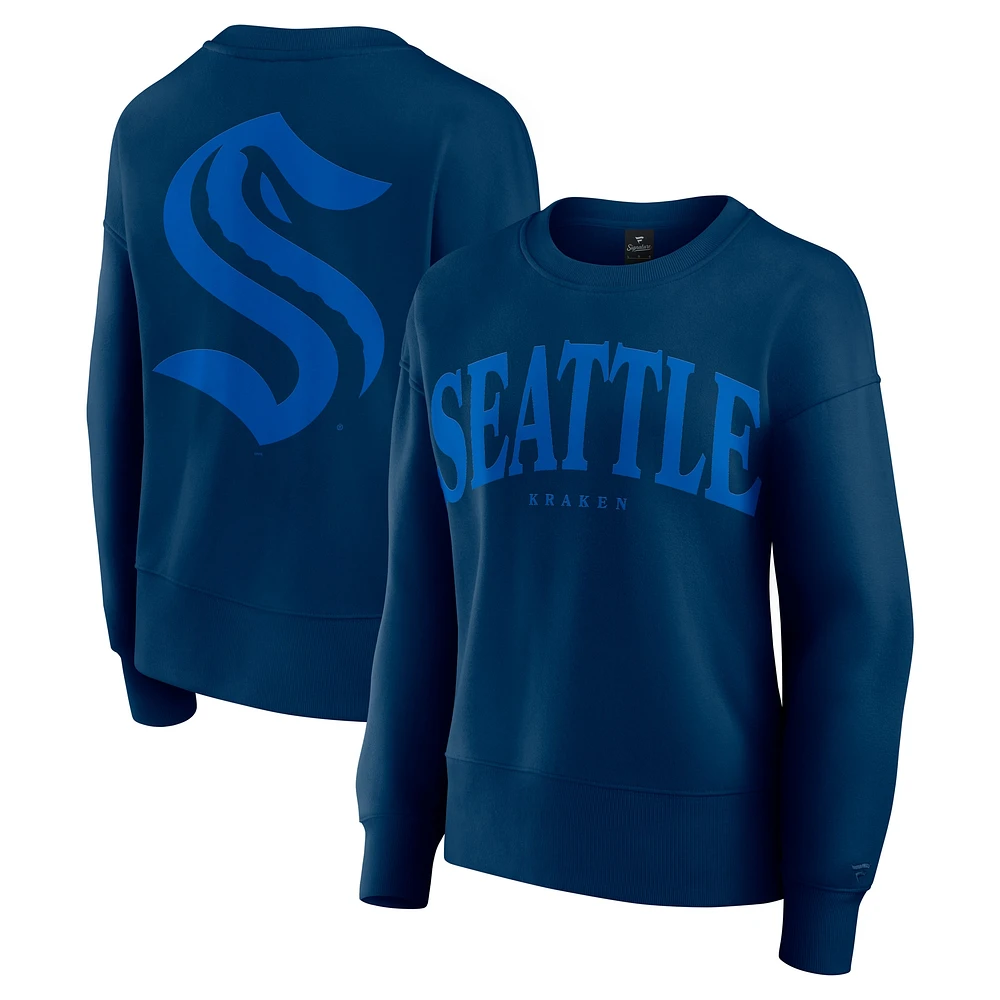 Women's Fanatics  Navy Seattle Kraken Elements Flow Pullover Sweatshirt