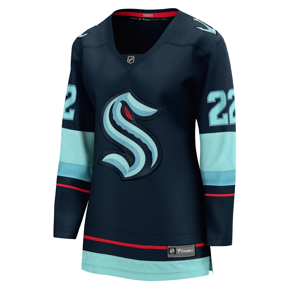 Fanatics pour femmes Oliver Bjorkstrand Deep Sea Blue Seattle Kraken Home Breakaway Player Maillot