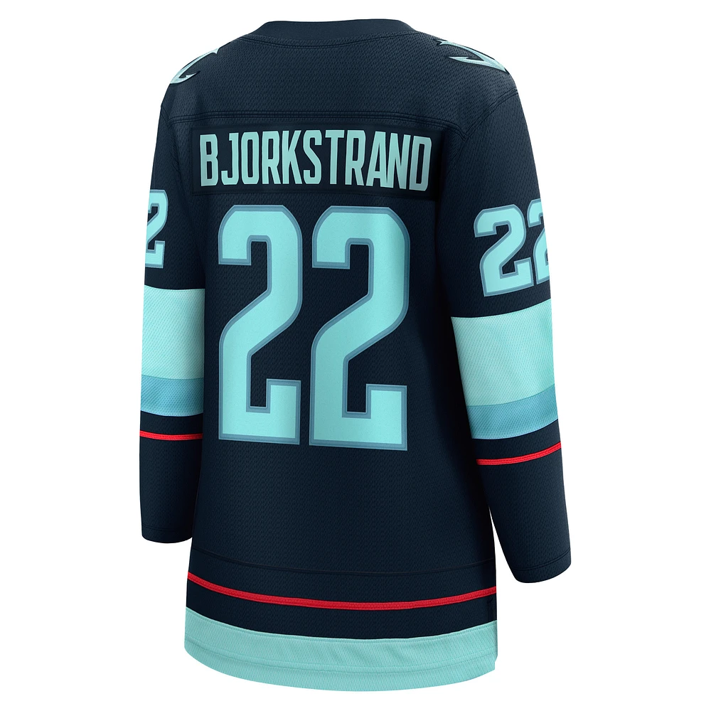 Fanatics pour femmes Oliver Bjorkstrand Deep Sea Blue Seattle Kraken Home Breakaway Player Maillot