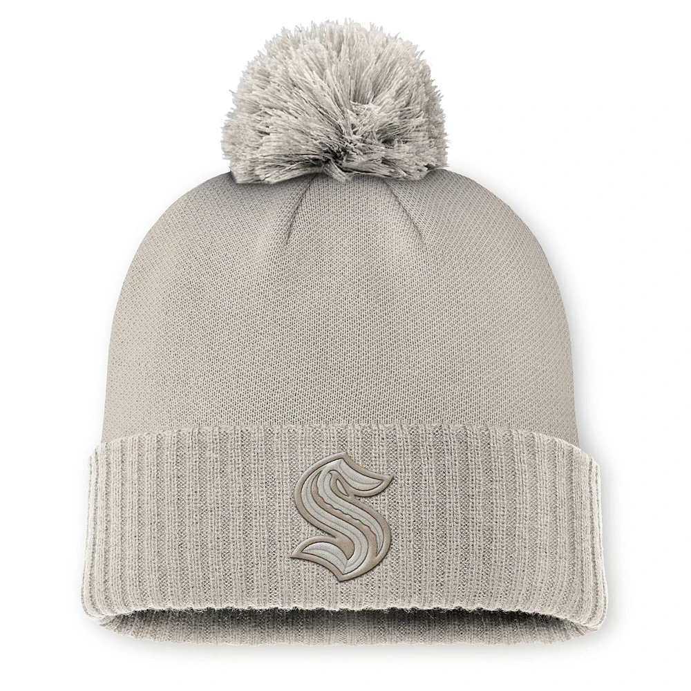 Bonnet en tricot à revers et pompon pour femme Fanatics Tan Seattle Kraken Authentic Pro Road