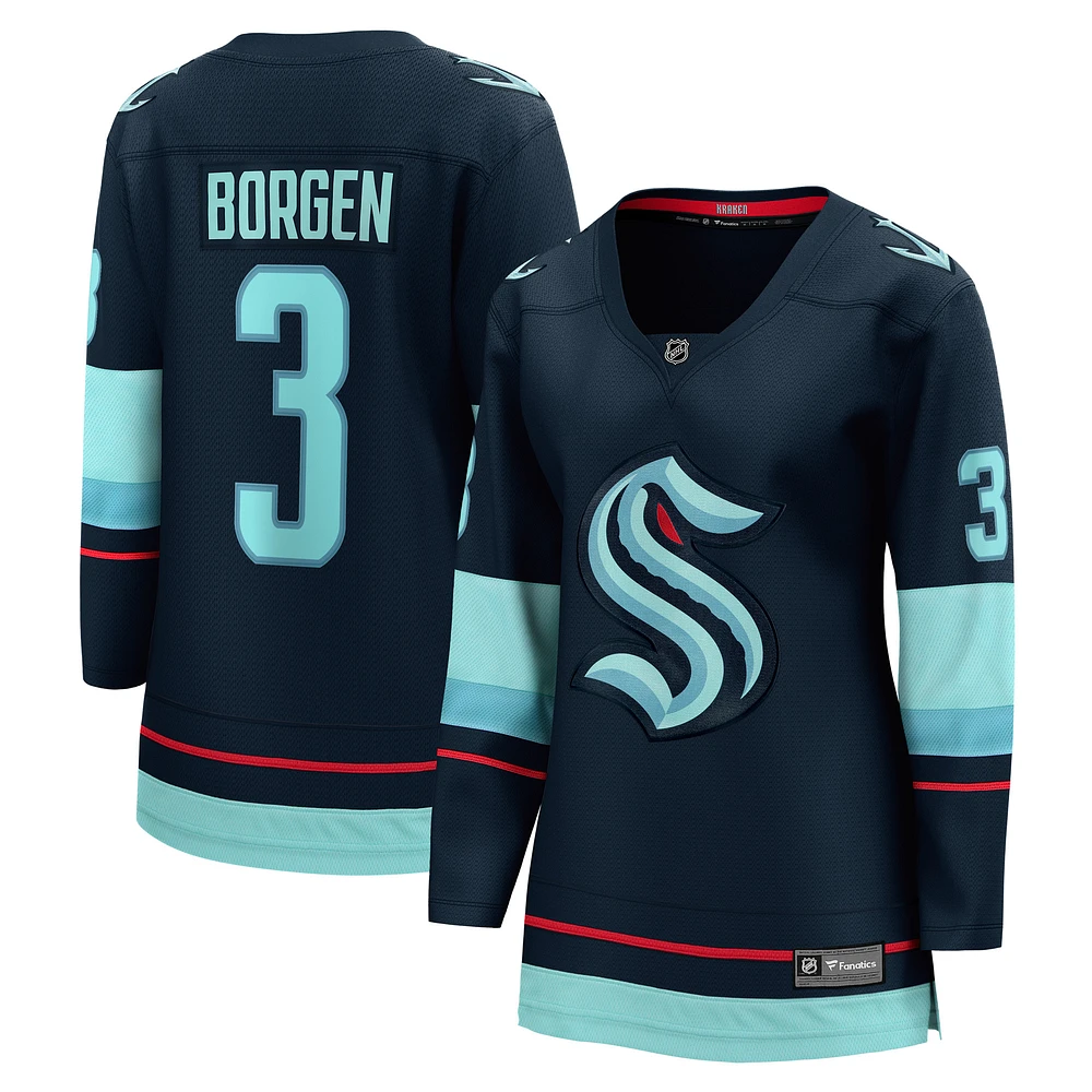 Fanatics pour femmes Will Borgen Deep Sea Blue Seattle Kraken Home Breakaway Player Maillot