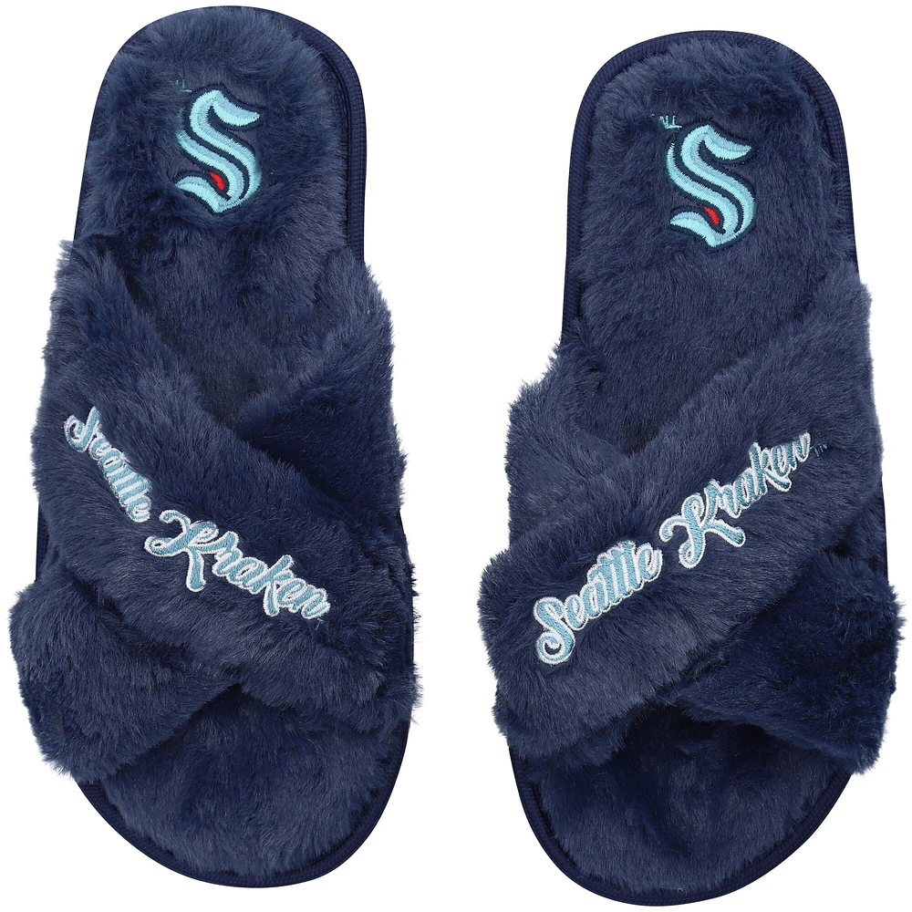 Pantoufles FOCO Seattle Kraken Script Cross Slide pour femmes