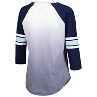 T-shirt col en V à manches 3/4 raglan G-III 4Her by Carl Banks Deep Sea Blue Seattle Kraken Lead Off pour femme