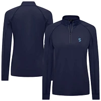 Women's Levelwear Deep Sea Blue Seattle Kraken Kinetic Insignia Core Raglan Quarter-Zip Top