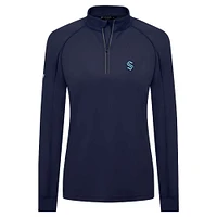 Women's Levelwear Deep Sea Blue Seattle Kraken Kinetic Insignia Core Raglan Quarter-Zip Top