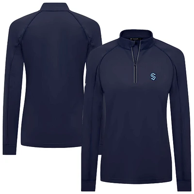 Women's Levelwear Deep Sea Blue Seattle Kraken Kinetic Insignia Core Raglan Quarter-Zip Top