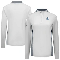 Women's Levelwear White Seattle Kraken Moxie Insignia Core Quarter-Zip Top