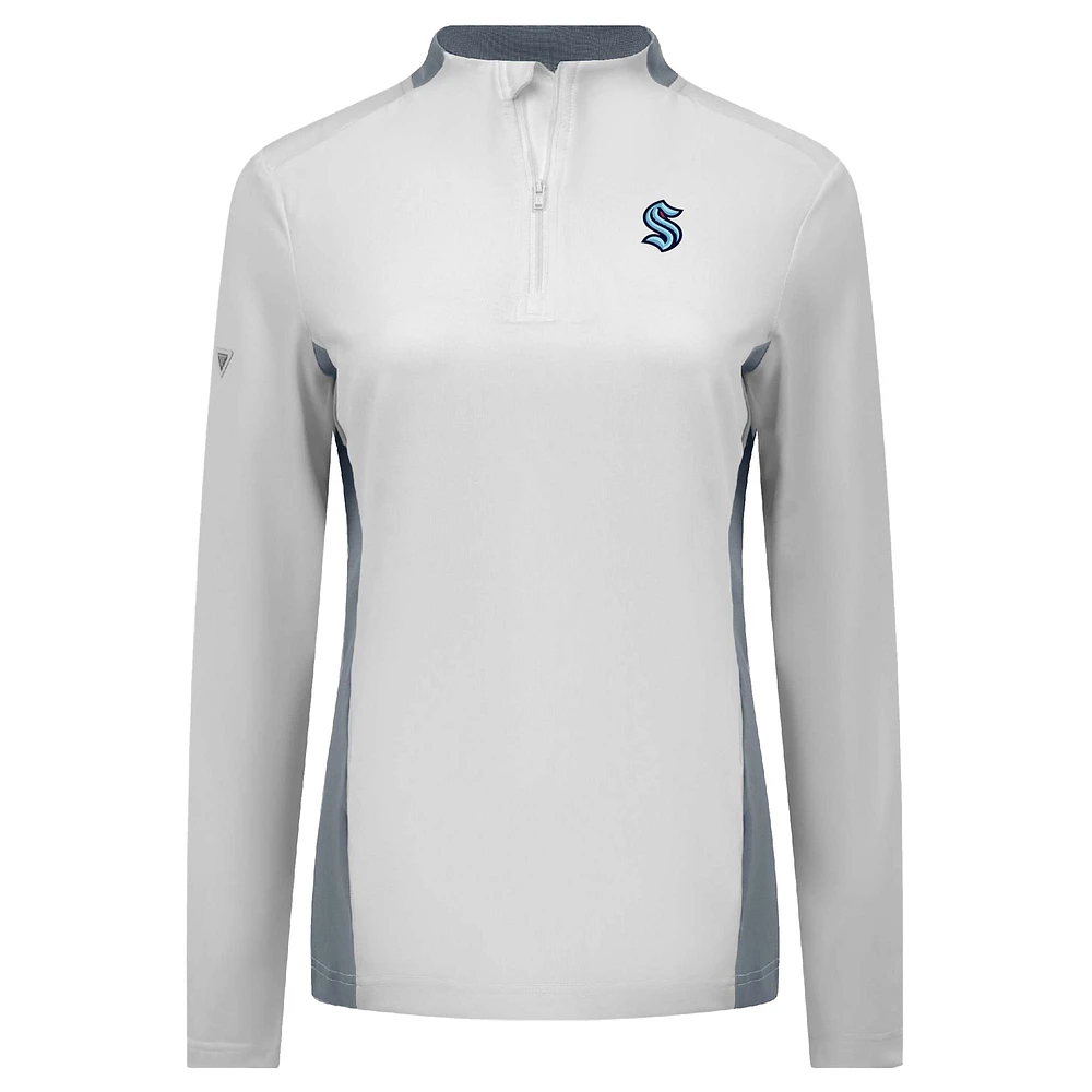 Women's Levelwear White Seattle Kraken Moxie Insignia Core Quarter-Zip Top