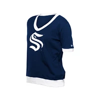 Women's New Era Deep Sea Blue Seattle Kraken Game Day Rhinestuds T-Shirt