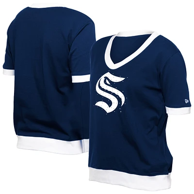 Women's New Era Deep Sea Blue Seattle Kraken Game Day Rhinestuds T-Shirt