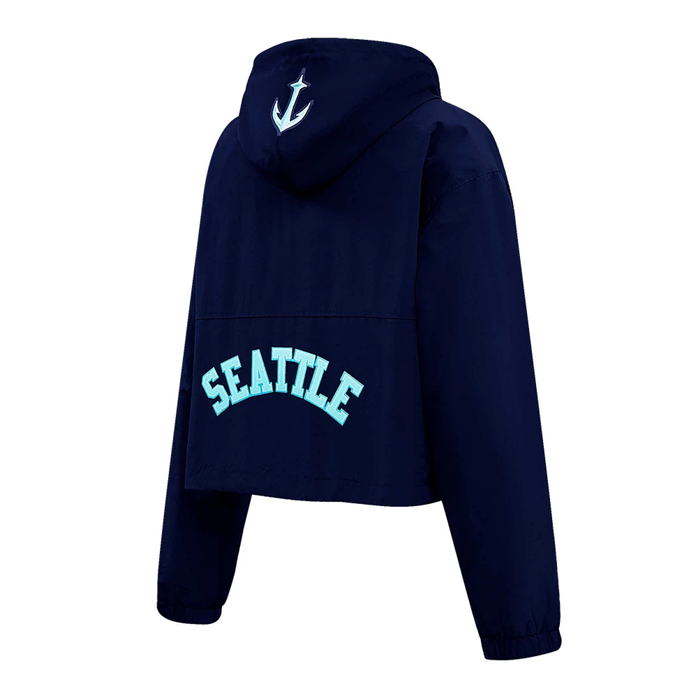 Veste coupe-vent courte à demi-zip Seattle Kraken Pro Standard Deep Sea Blue pour femmes