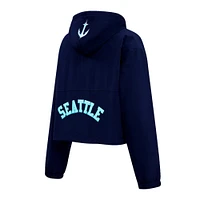 Women's Pro Standard Deep Sea Blue Seattle Kraken Classic Cropped Half-Zip Wind Jacket