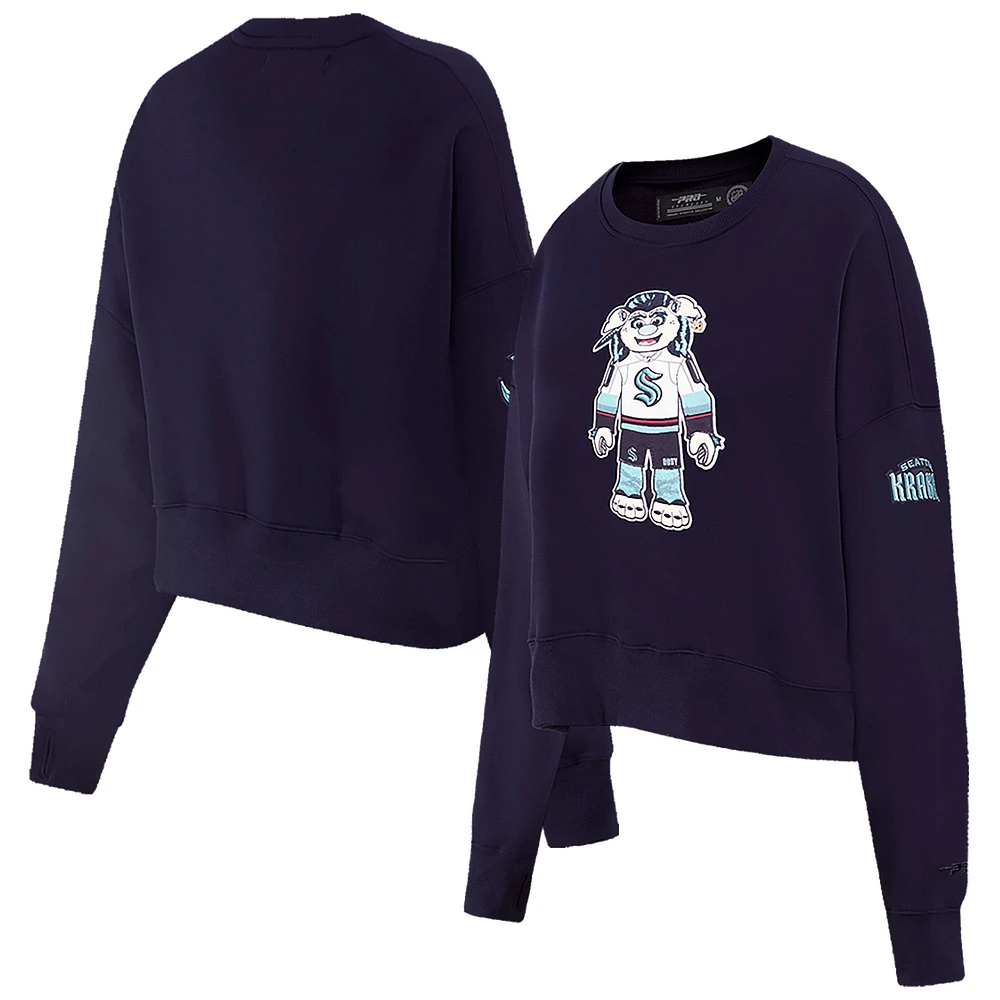 Women's Pro Standard Deep Sea Blue Seattle Kraken Mascot Crewneck Pullover Sweatshirt