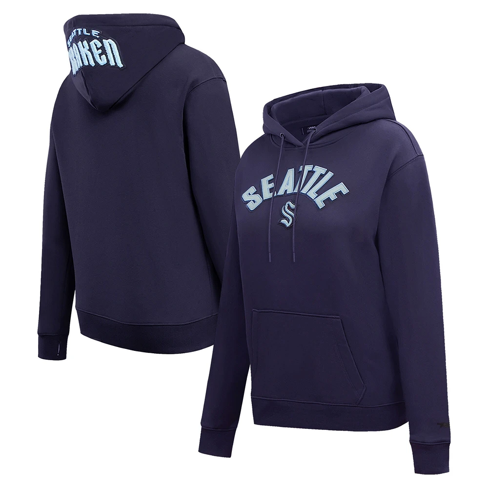 Sweat à capuche classique en chenille Seattle Kraken Pro Standard pour femmes, bleu marine