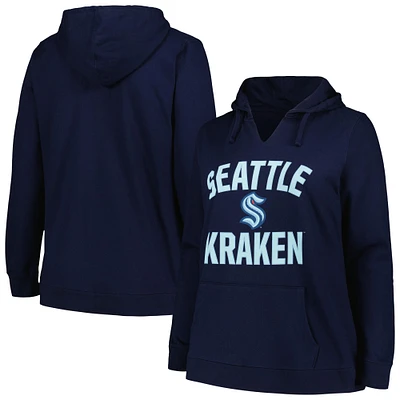 Women's Profile Deep Sea Blue Seattle Kraken Plus Arch Over Logo Pullover Hoodie