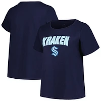 Women's Profile Deep Sea Blue Seattle Kraken Plus Arch Over Logo T-Shirt