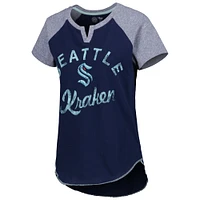 Women's Starter Deep Sea Blue Seattle Kraken Grand Slam Raglan Notch Neck T-Shirt