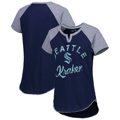 T-shirt à encolure raglan Starter Deep Sea Blue Seattle Kraken Grand Slam pour femme