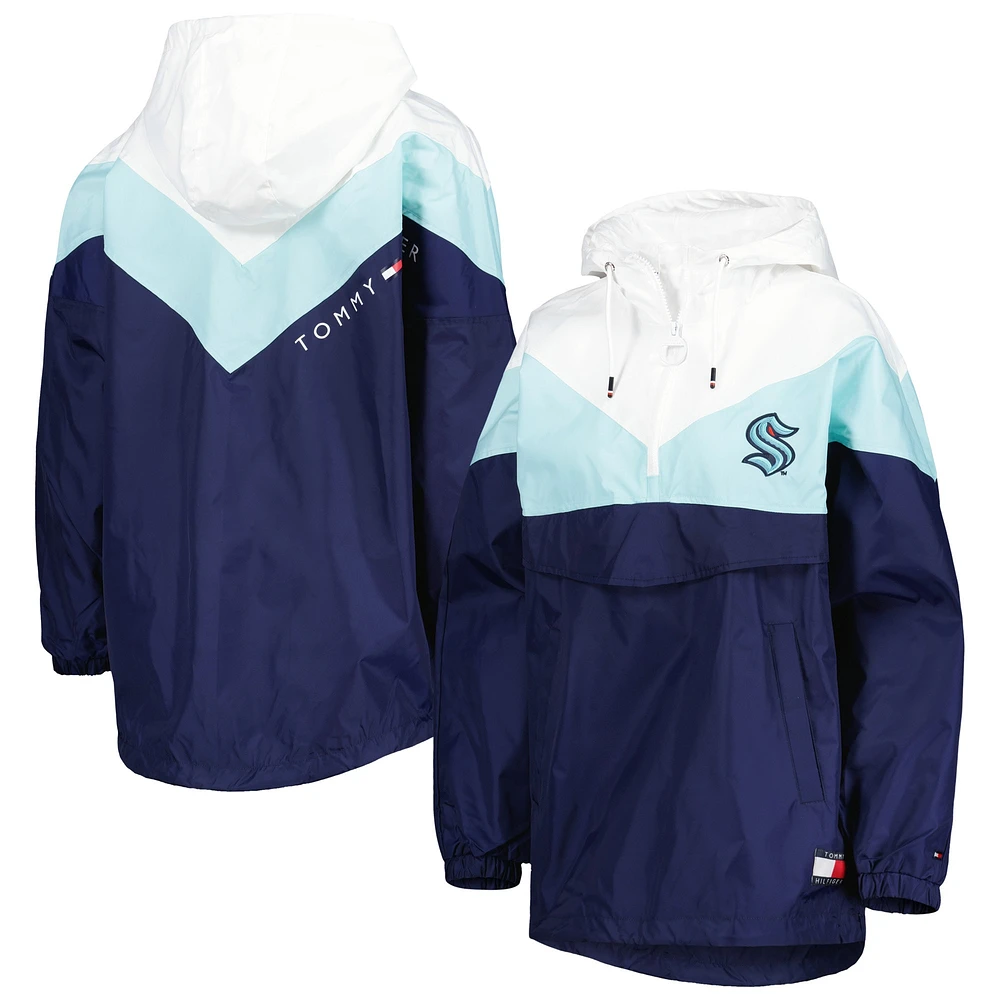 Women's Tommy Hilfiger Blue/Deep Sea Blue Seattle Kraken Staci Half-Zip Windbreaker Jacket