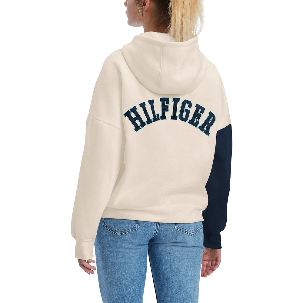 Sweat à capuche Tommy Hilfiger crème/bleu profond pour femme Seattle Kraken Harriet