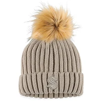 Women's WEAR by Erin Andrews Cream Seattle Kraken Neutral Cuffed Knit Hat with Pom
