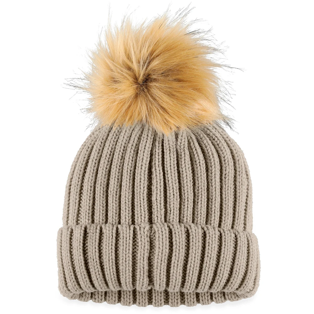 Women's WEAR by Erin Andrews Cream Seattle Kraken Neutral Cuffed Knit Hat with Pom