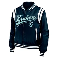 Veste aviateur entièrement zippée Seattle Kraken Baller bleu marine pour femme WEAR by Erin Andrews