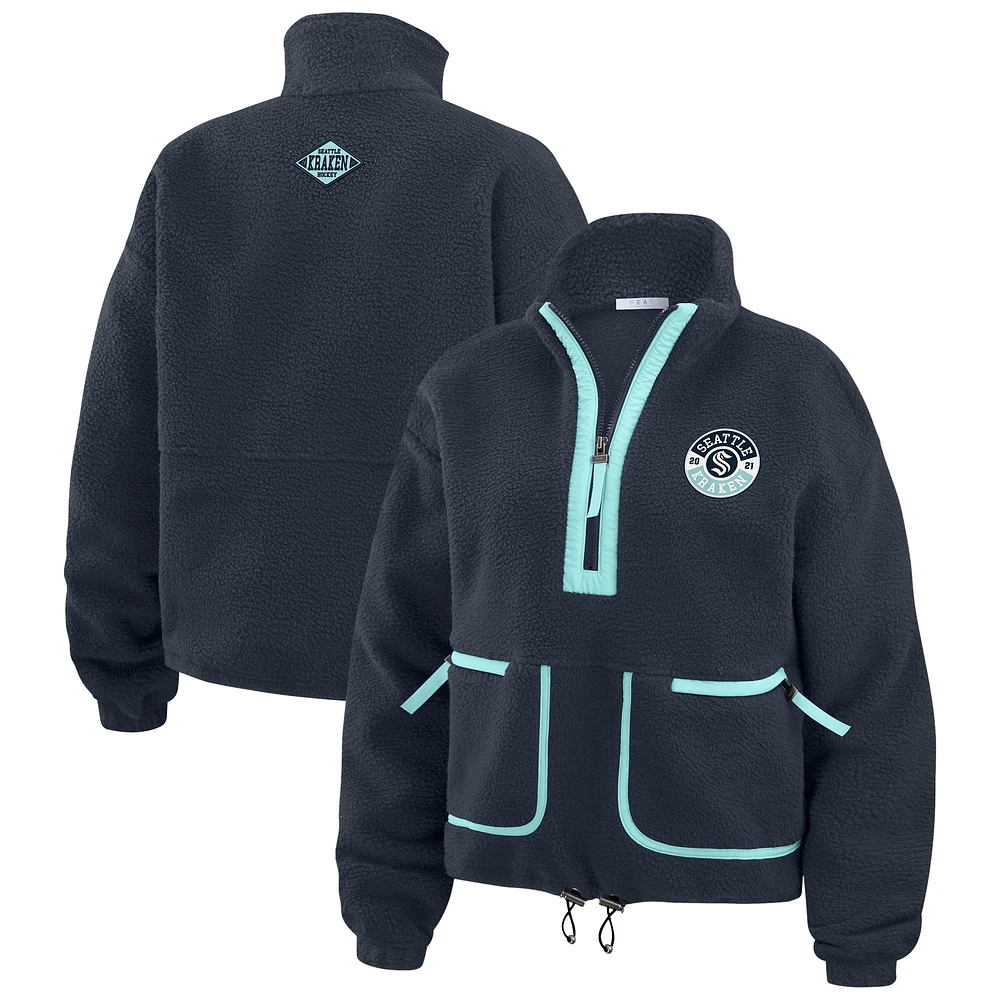 Women's WEAR by Erin Andrews  Deep Sea Blue Seattle Kraken Polar Fleece Half-Zip Jacket