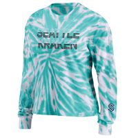 Women's WEAR by Erin Andrews Light Blue Seattle Kraken Tie-Dye Long Sleeve T-Shirt