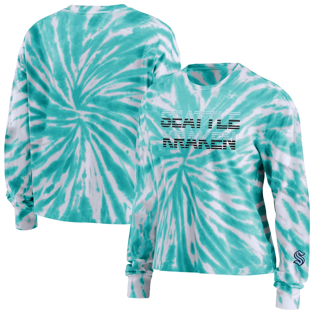 WEAR by Erin Andrews T-shirt à manches longues bleu clair Seattle Kraken Tie-Dye pour femmes