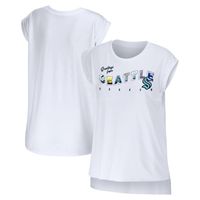 Women's WEAR by Erin Andrews White Seattle Kraken Greetings From Muscle T-Shirt