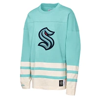 Youth Mitchell & Ness  Light Blue Seattle Kraken Chainstitch Heavyweight Long Sleeve Top