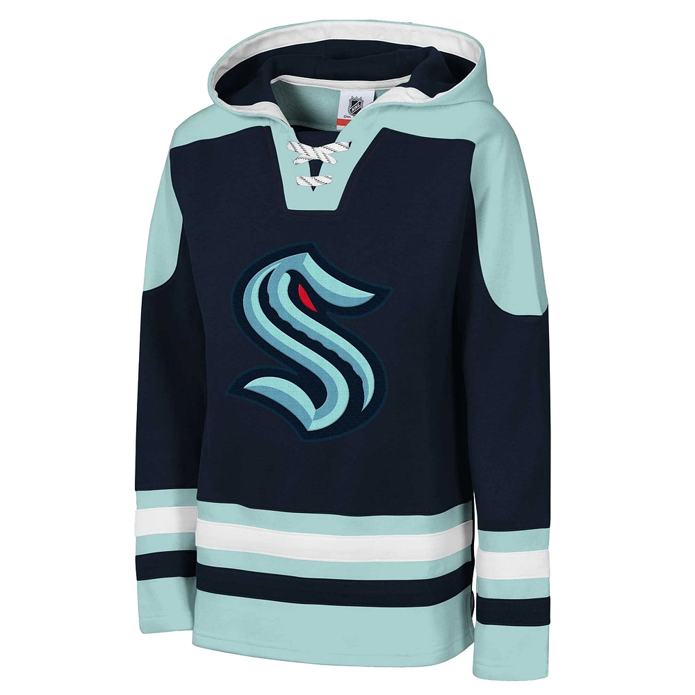 Sweat à capuche col en V pour jeunes Deep Sea Blue Seattle Kraken Ageless Must Have Home