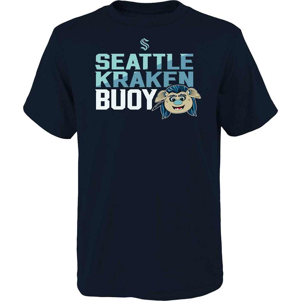 T-shirt à tête de mascotte Seattle Kraken bleu profond pour jeune