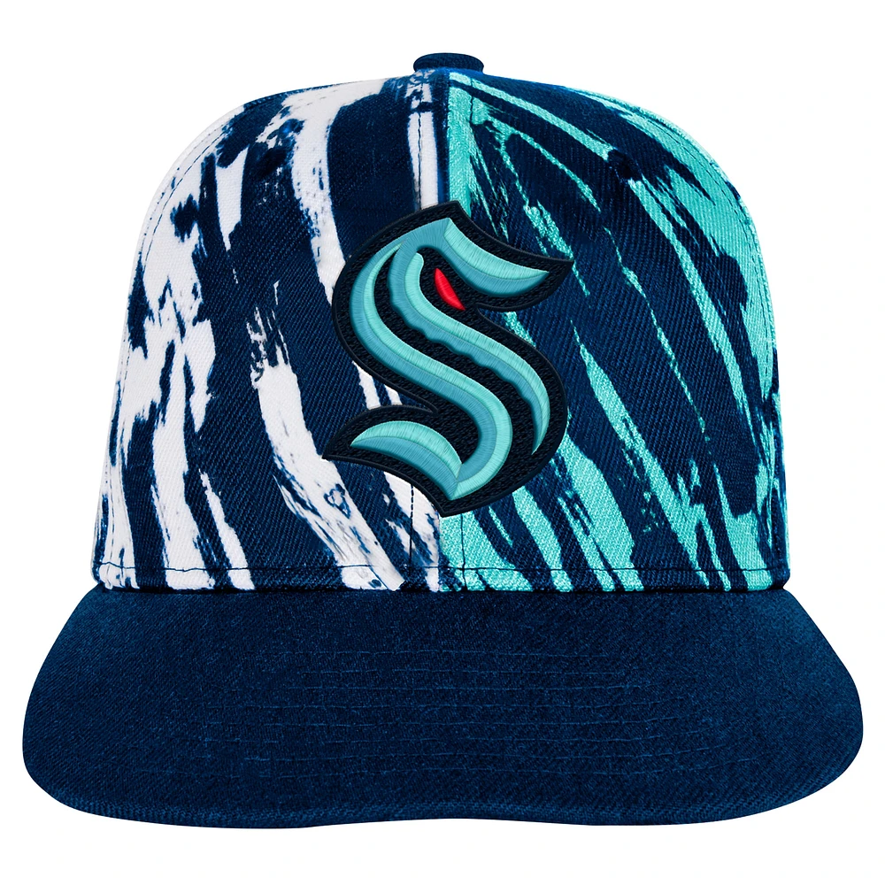 Casquette à visière plate Snapback Seattle Kraken Propel bleu marine pour jeunes