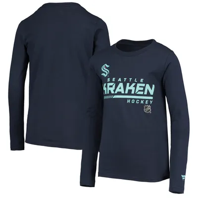 Seattle Kraken Fanatics Branded Youth Authentic Pro Prime Long Sleeve T-Shirt - Navy