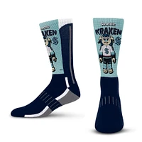 Youth For Bare Feet Deep Sea Blue Seattle Kraken Mascot Fever Crew Socks