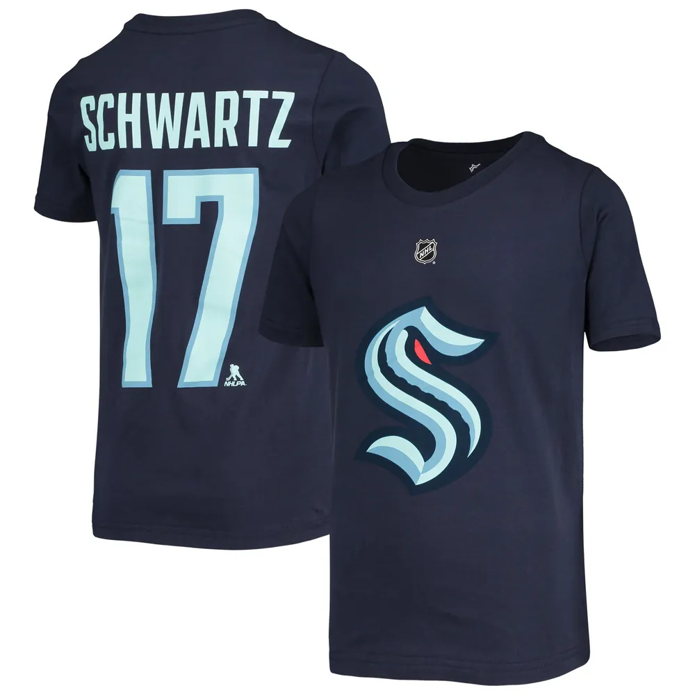 Youth Jaden Schwartz Deep Sea Blue Seattle Kraken Name & Number T